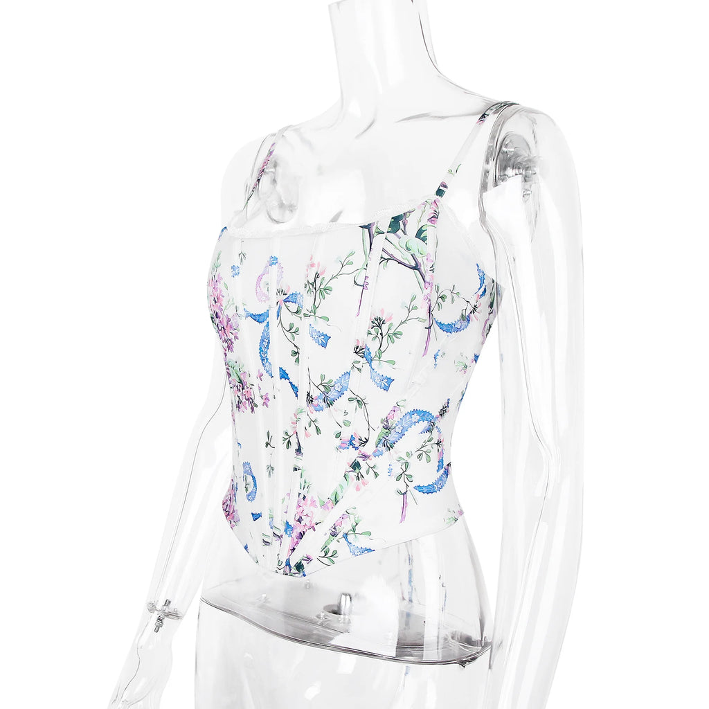 The Coquette Lattice Bustier | Summer Lace-Up Mesh Corset Top | Date Night Spaghetti Strap Party Tank | Parisian Princess