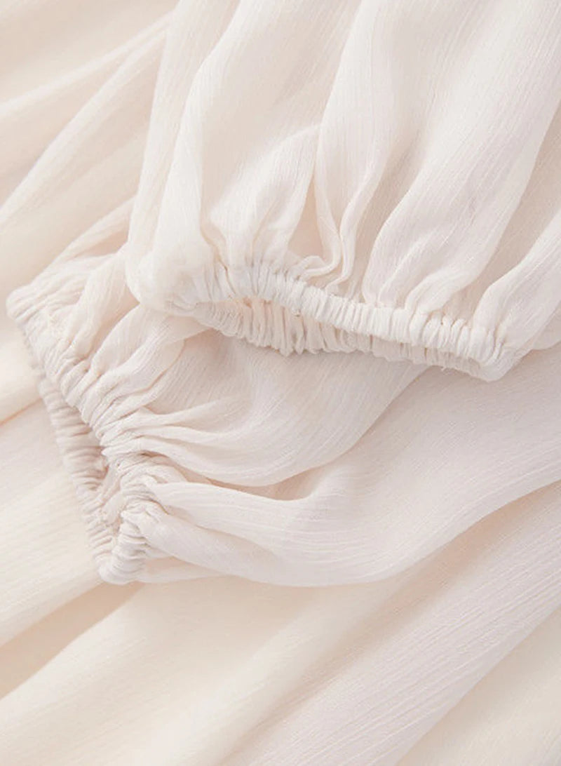 Sweet Sexy Chiffon Dress Women Fashion Slim Elegant French Dress Breathable Long Sleeve Beach Hoiliday Party Vestidos