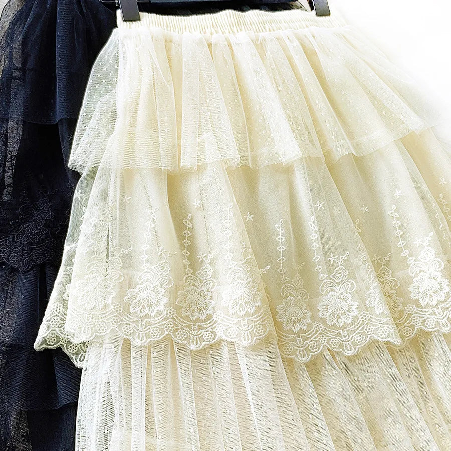 The Parisian Mesh Ankle Gown | French Elegant Knit Lace Dress | Acetate A-Line All-Season | Parisian Princess