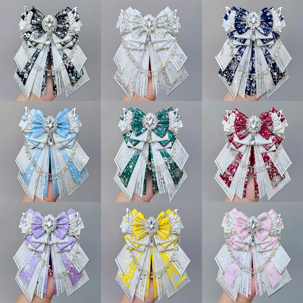 Parisian Blue Bow-luxury in style handmade Fan bow Accessories Light Stick ribbon long streamers knot lolita goods Bag Charm