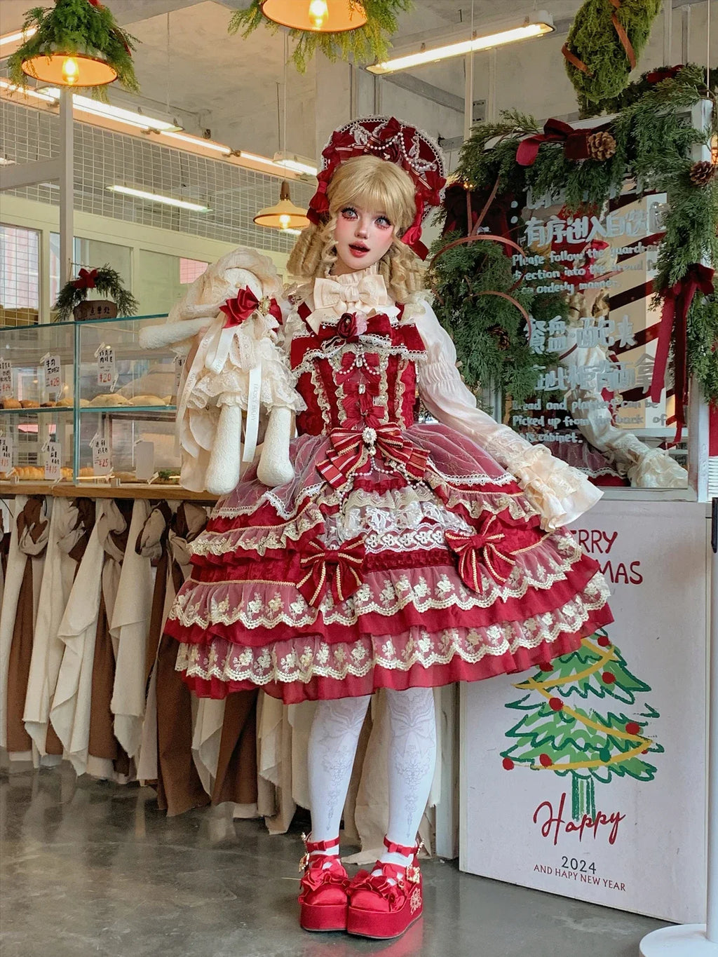 Original Gothic Cos Suspender Dress Jsk Summer New Female Slim-Fit Elegant Cute Bow Cake Dresses Women's Lolita Birthday Dress