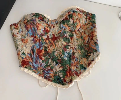 Slimming Parisian Corset Tanks Top Elegant Basic Crop Top  Women Bustier