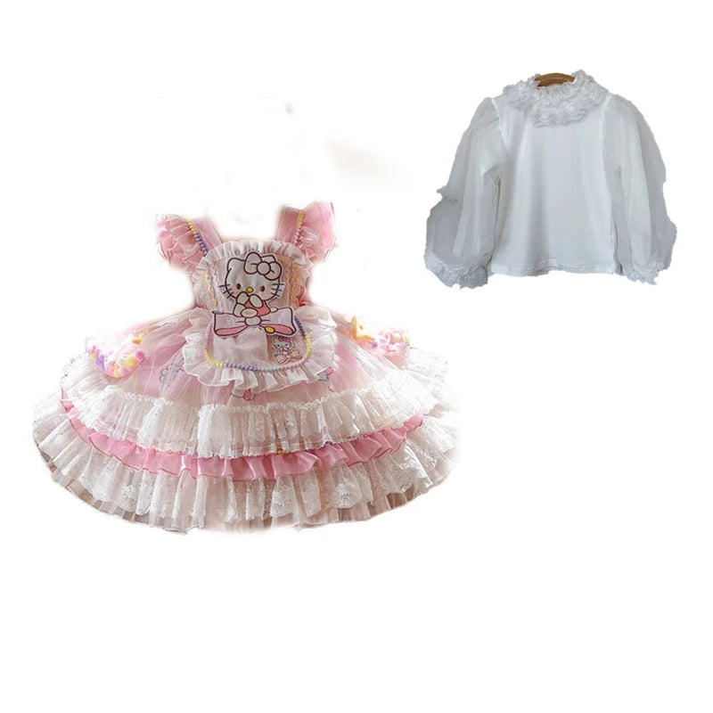 cute Hello Kitty Dress Lolita Girls Party Skirt Girl Kid's Dress Children's Clothes Girls Clothes Kawaii Anime Birthday Gift