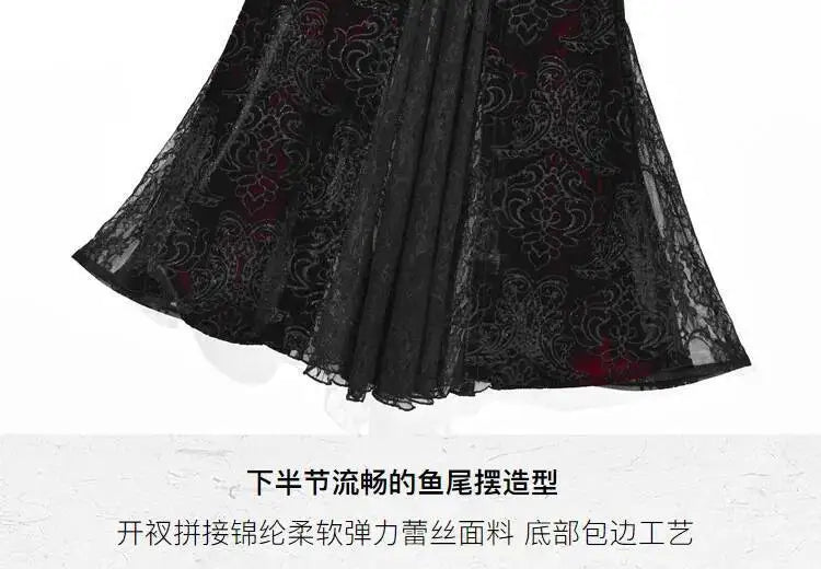 The Scarlet Blood Peak Manteau | French Gothic Dark Heart Velvet Gown | Glitter Mermaid Cosplay Dress | Winter 2024 Atelier Collection