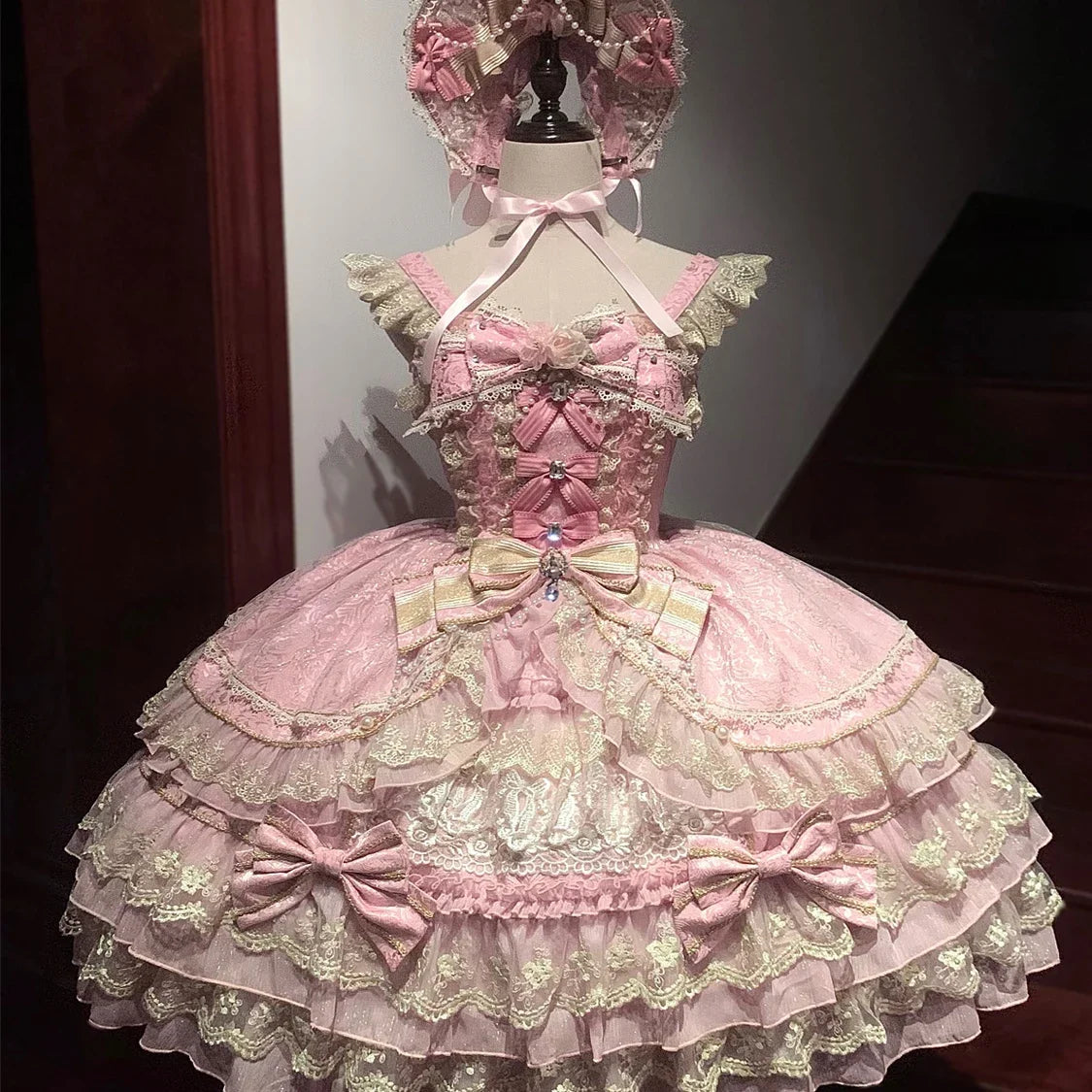 Original Gothic Cos Suspender Dress Jsk Summer New Female Slim-Fit Elegant Cute Bow Cake Dresses Women's Lolita Birthday Dress