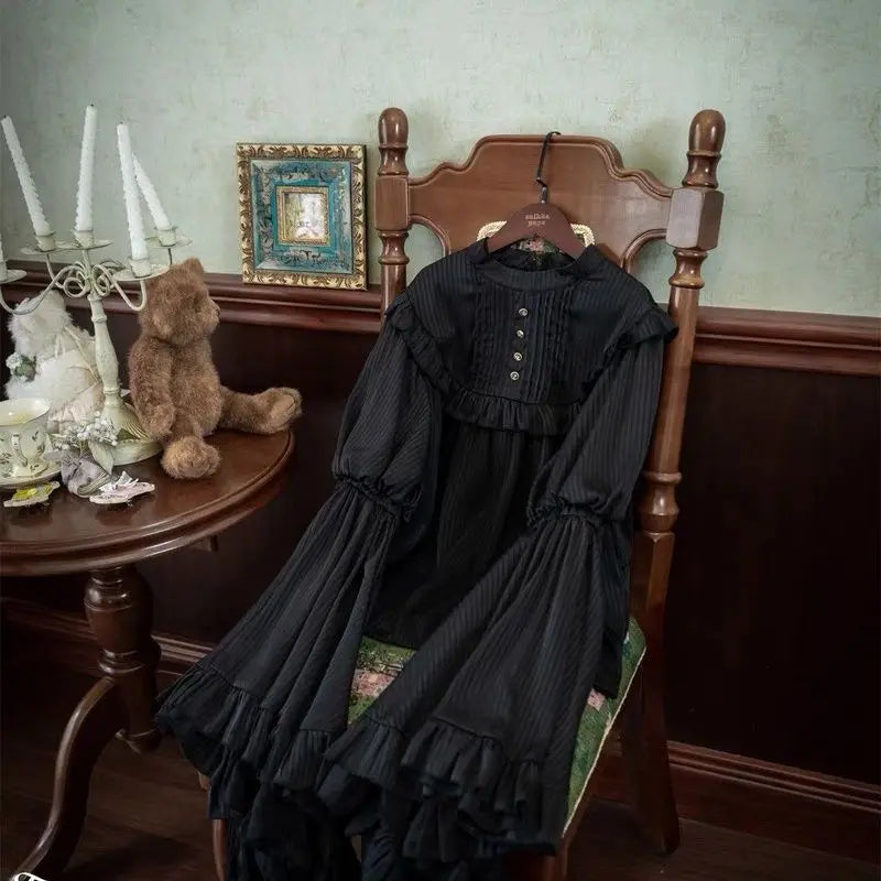 The Tuileries Big Swing Skirt | French Lolita High-Waist Maxi | Patchwork Lace Ankle-Length Saia | Parisian Princess