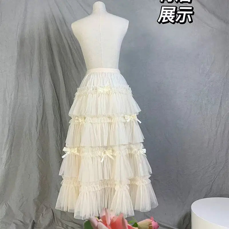 The Trianon Layered Gauze Cake Skirt | Romantic Ruffle A-Line Midi | European Princesscore Skirt | Parisian Princess