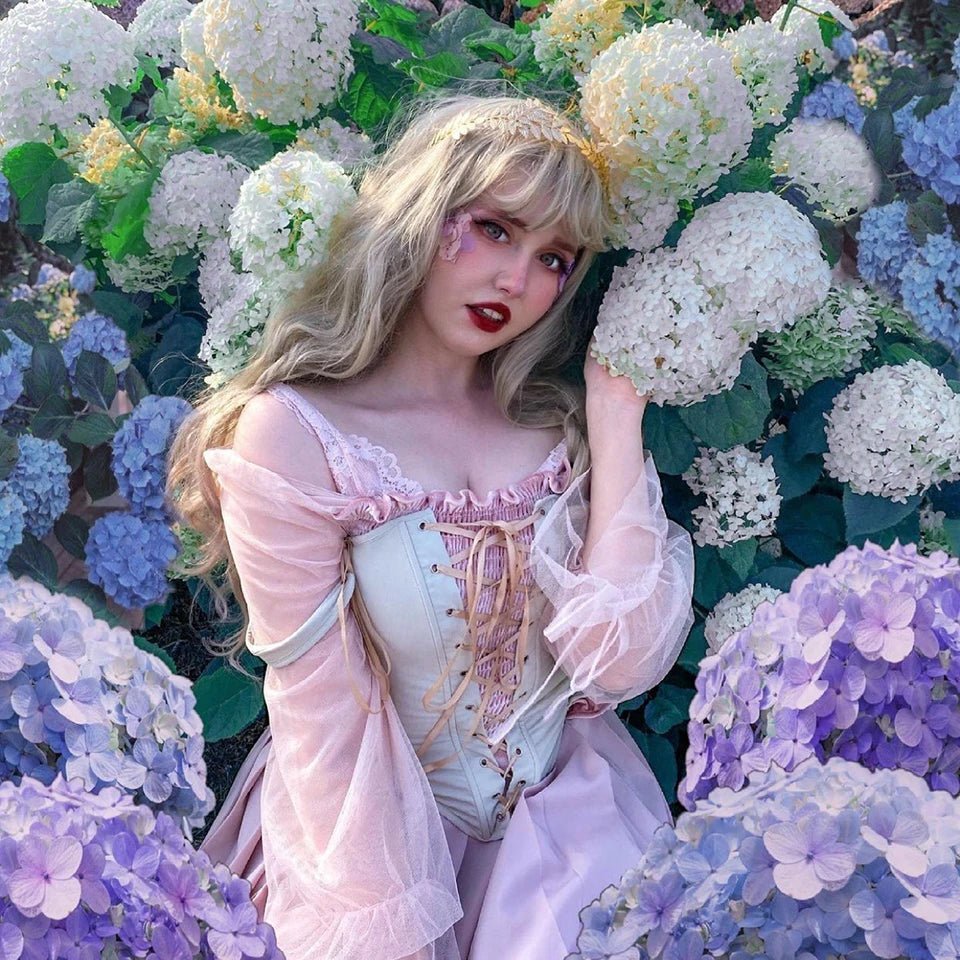 The Trianon Fairy Bustier | Parisian Vintage Lace-Up Crop Top | Cut-Out Ruffle Bandage Corset | Parisian Princess
