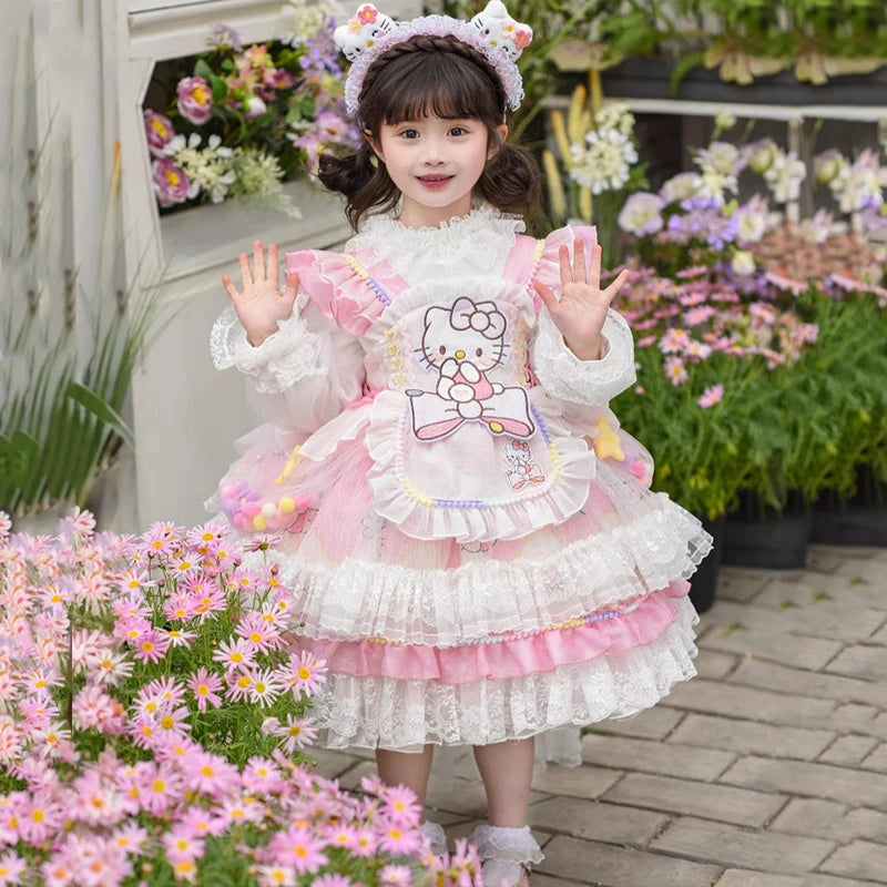 cute Hello Kitty Dress Lolita Girls Party Skirt Girl Kid's Dress Children's Clothes Girls Clothes Kawaii Anime Birthday Gift
