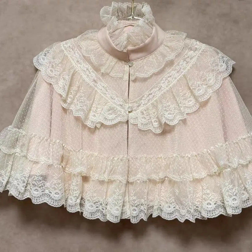 The Petit Cloche Lace Blouse | Bow Cloak Cape Top | Lolita Streetwear Shirt | Parisian Princess
