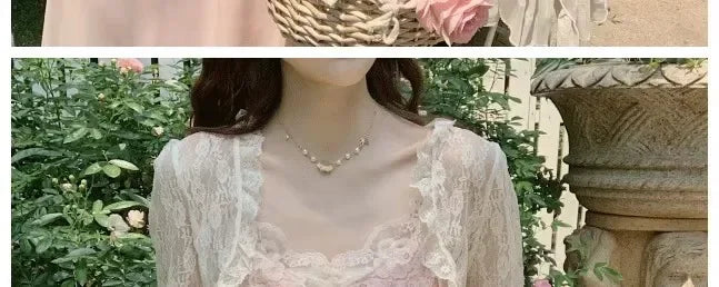 Lace Sun Protection Clothing Women's Summer Outerwear with Strap Vest Top Short Slim Long Sleeve Shirt Coat Gentle Breeze