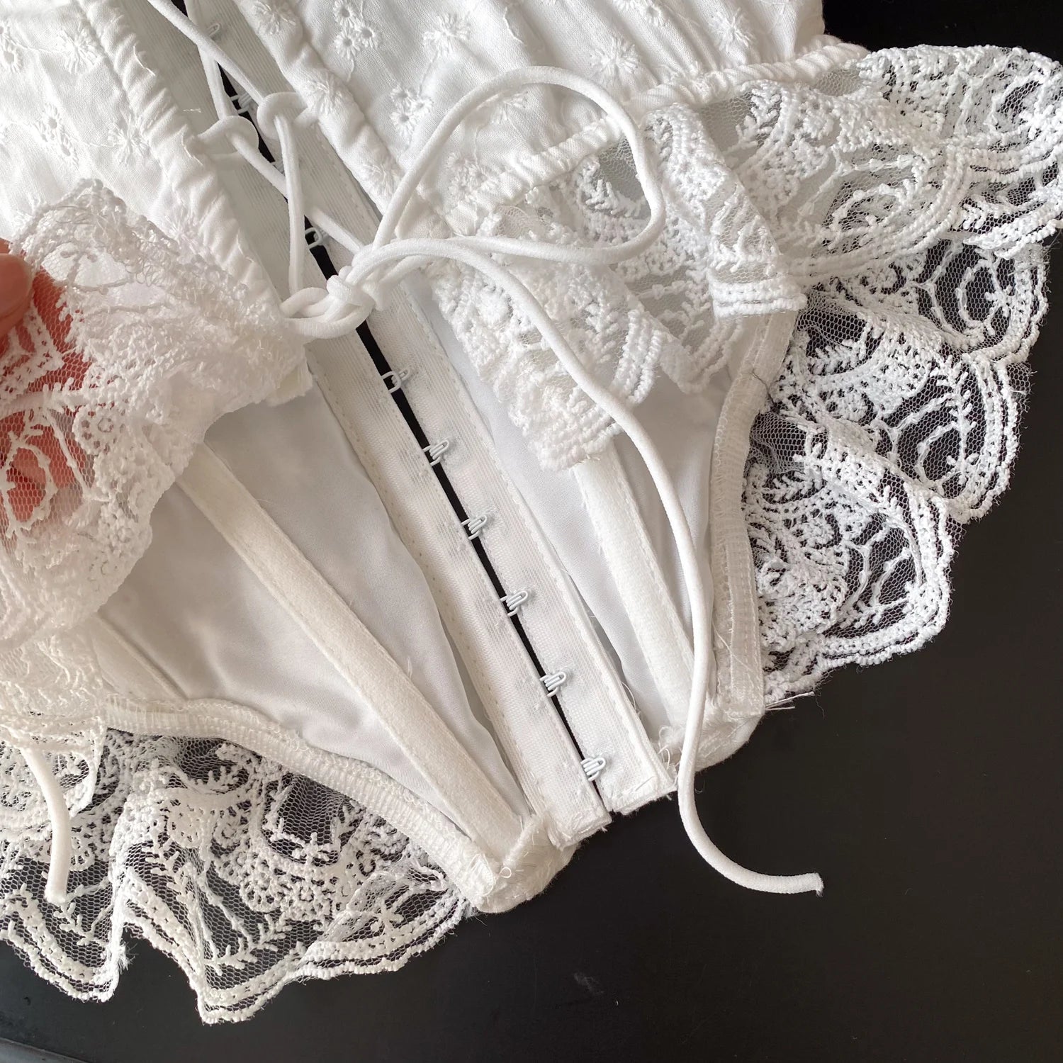The Trianon Embroidered Corset | French Sweet Floral Lingerie Top | Hollow Out Backless Bandage Camisole | Parisian Princess