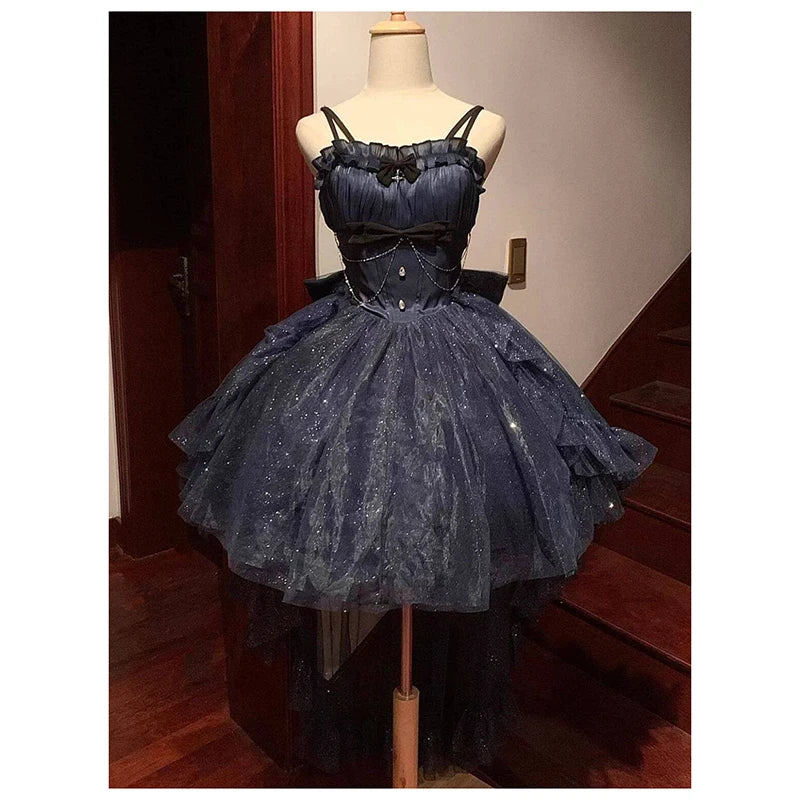 Gothica Parisian Waist Wrapped, Slim and Sparkling Tailed Dress Short Skirt for Women