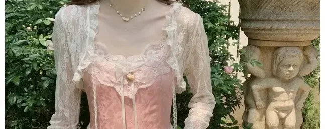 Lace Sun Protection Clothing Women's Summer Outerwear with Strap Vest Top Short Slim Long Sleeve Shirt Coat Gentle Breeze