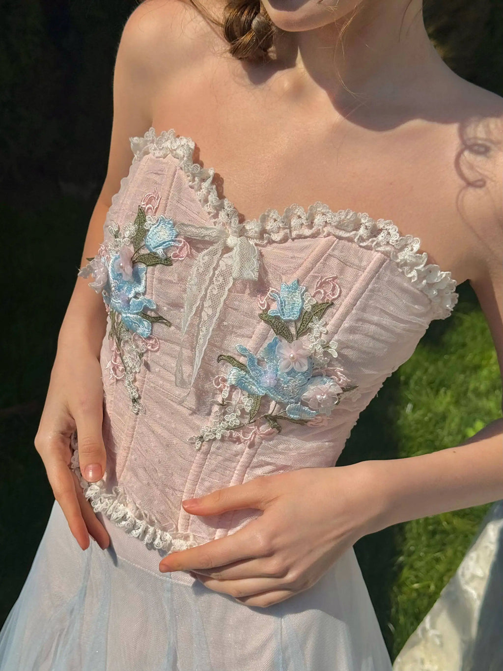 The Antoinette Embroidery Set | Vintage French Lace 2-Piece | Ruched Party Ensemble | Parisian Princess