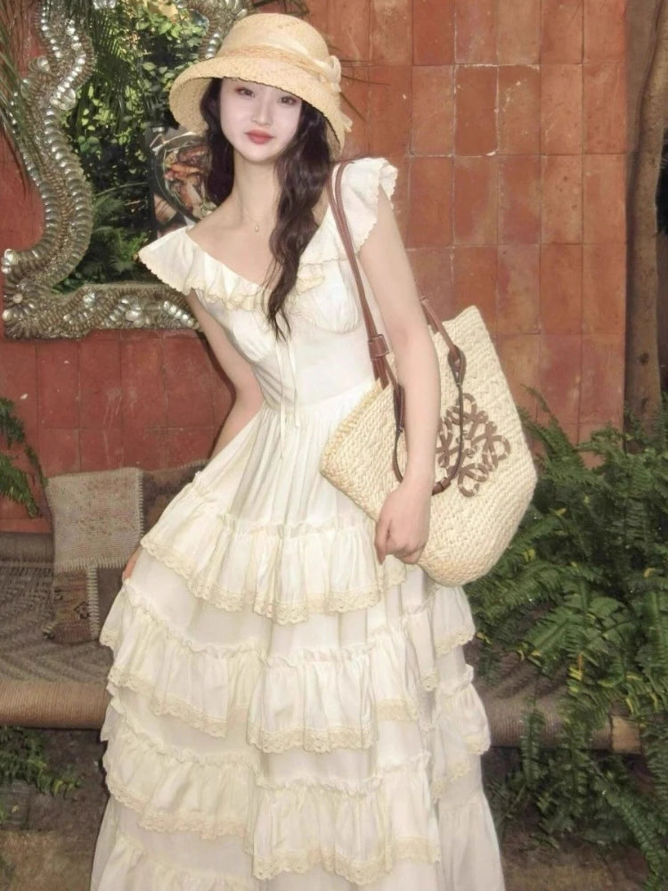 The Riviera Lolita Mini | Sweet Summer Beach Ruffle Dress | Turn-Down Collar Slim A-Line Sundress | Parisian Princess
