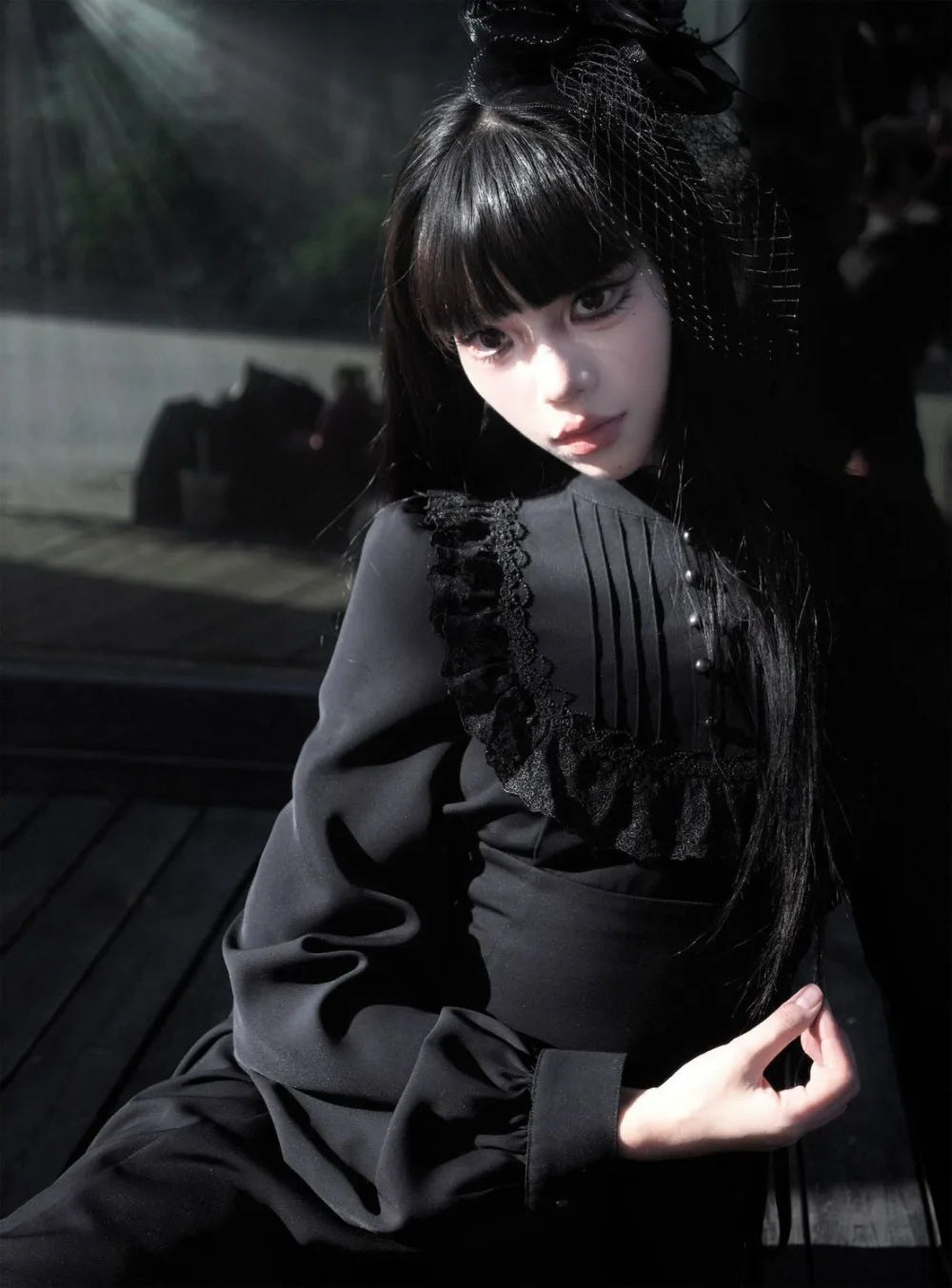 Coalfell French Gentle Heavy Engineering Dress Design Fall and Winter Long-sleeved New Waist Lace Thin Temperament Long Dress