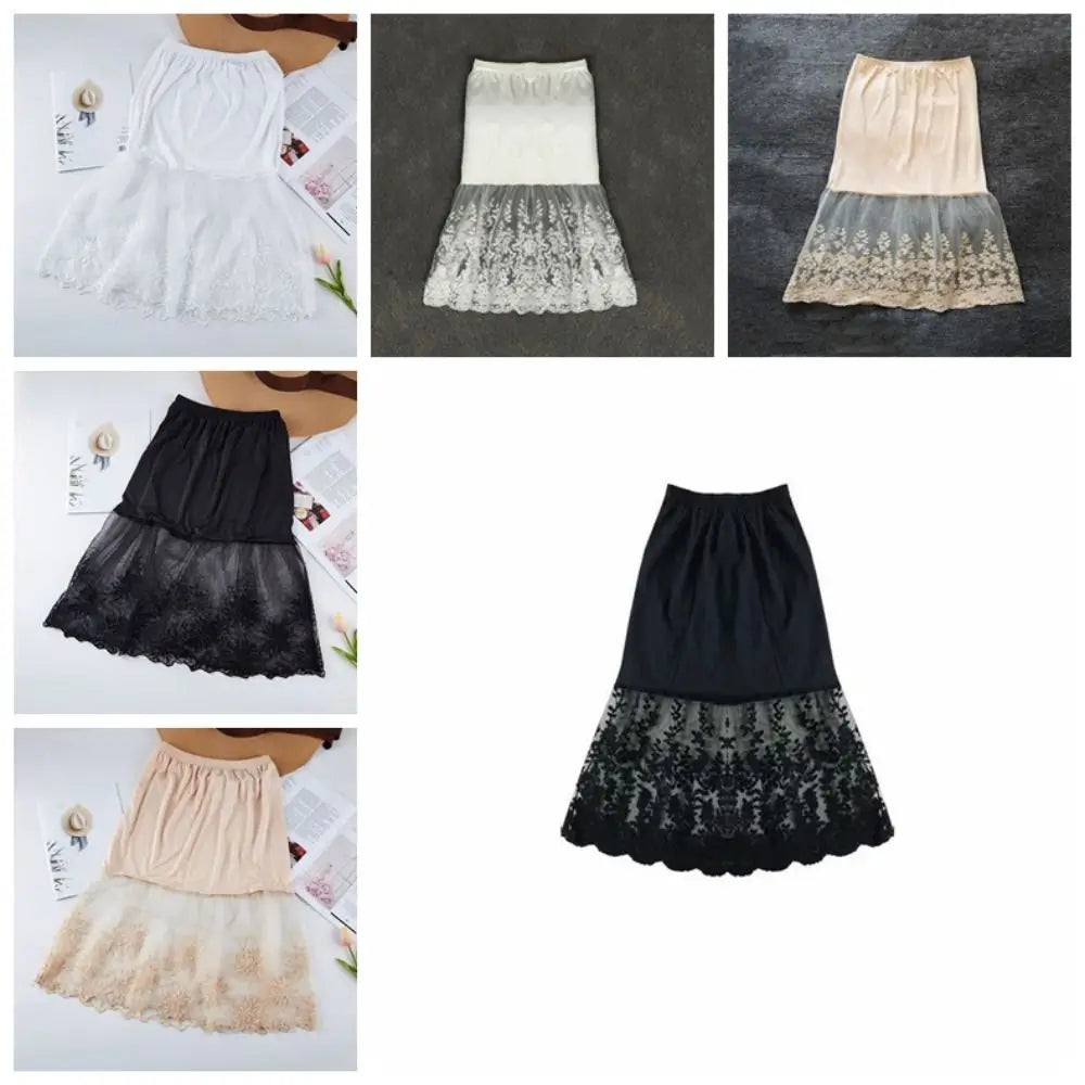 The Juliette Lace Underskirt | Parisian Silk-Touch Petticoat | Anti-Glare Safety Slip | French Lace Lining