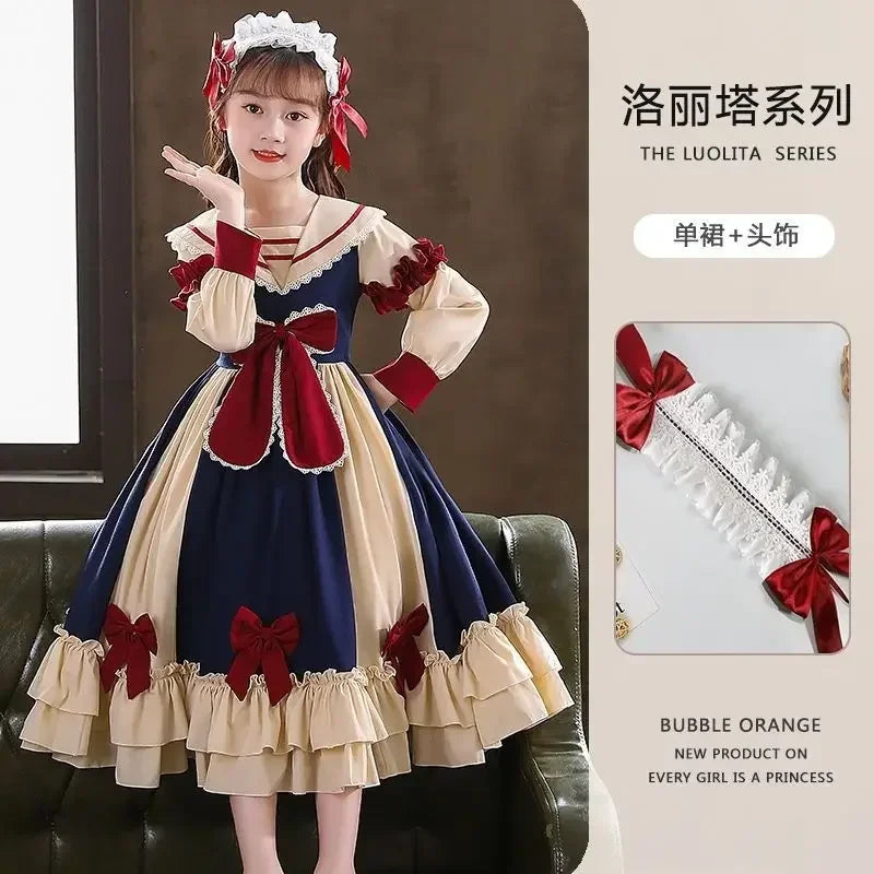 Petite Princess Lolita  Cute Princess Dress New Children's Fashion Birthday Dresses Tutu Send Headpiece 3-15Y 2023