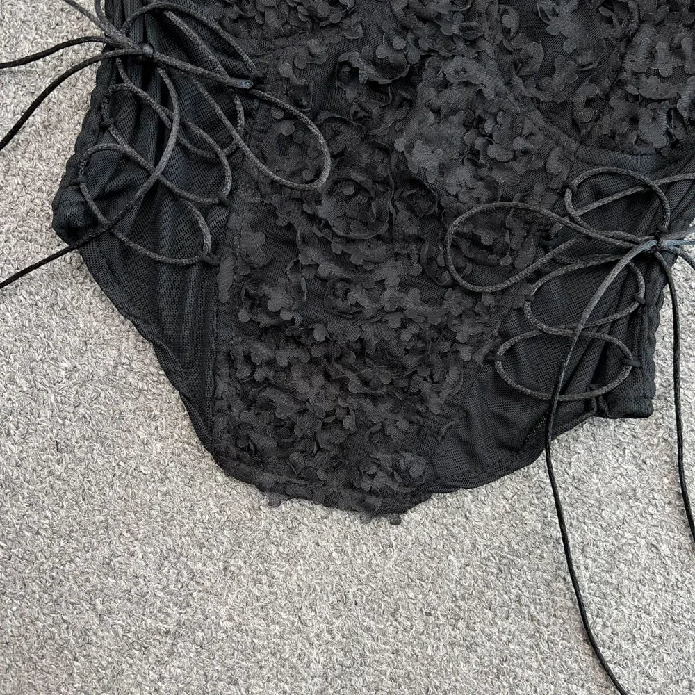 Flower Lace Tank Top Fish Bone Crop Design Inner Strap French Tube Tops Y2k Cute Pink Corset Summer Wear