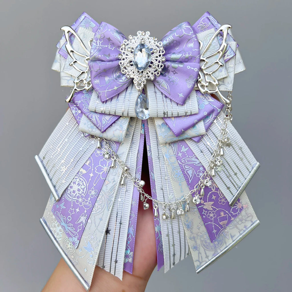 Parisian Blue Bow-luxury in style handmade Fan bow Accessories Light Stick ribbon long streamers knot lolita goods Bag Charm