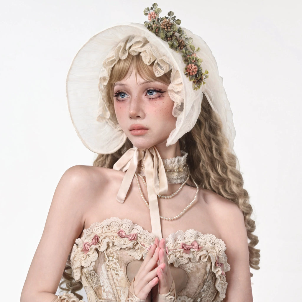 The Parisian Lace Fedora | Elegant Lolita Sweet Floral Sun Hat | European Retro Mesh Round Fedora | Parisian Princess