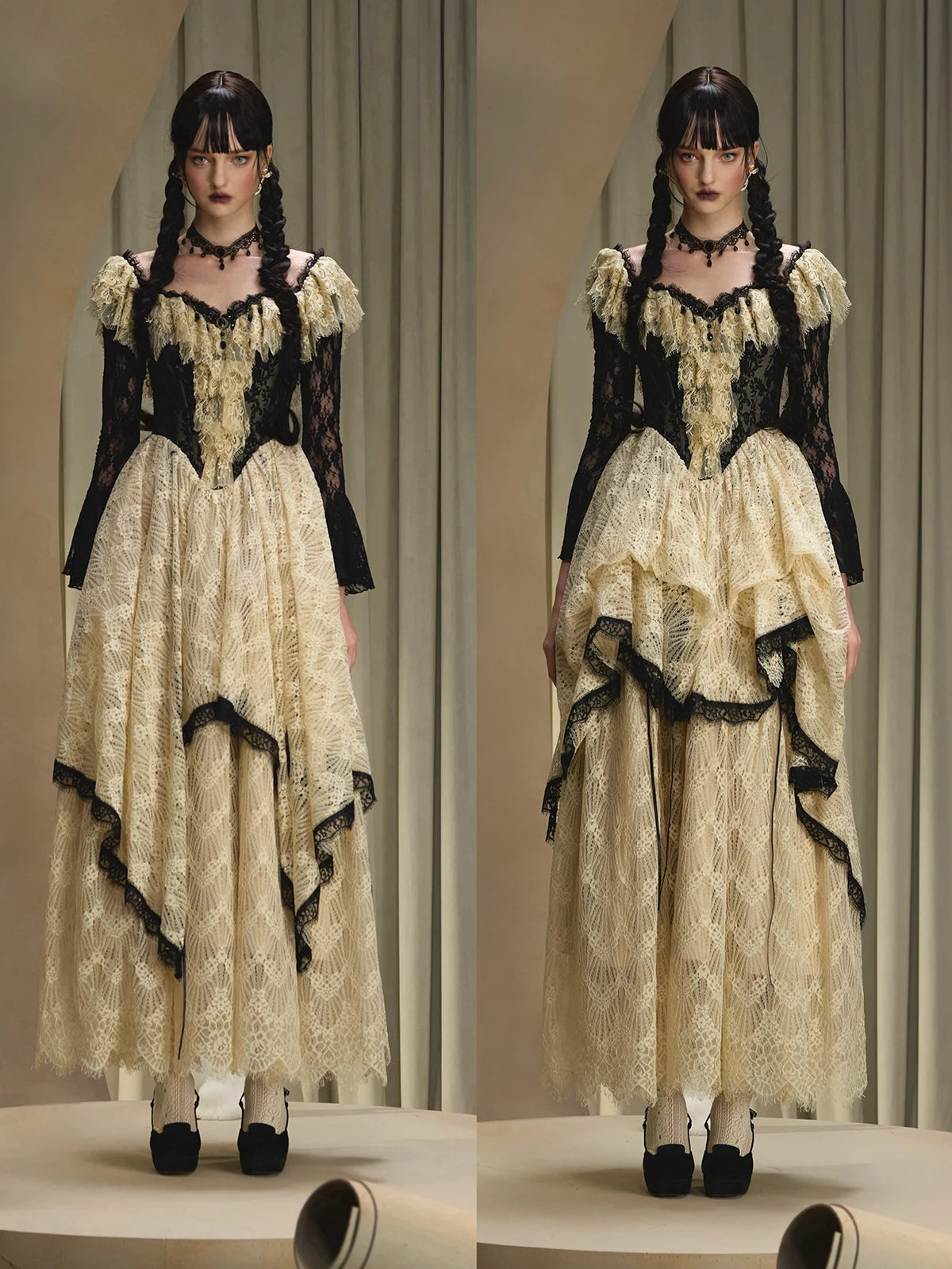 Parisian Lace Maxi Dresses Women Vintage Elegant Slim Luxury Lace Fishbone Dress Birthday Party Evening Dresses