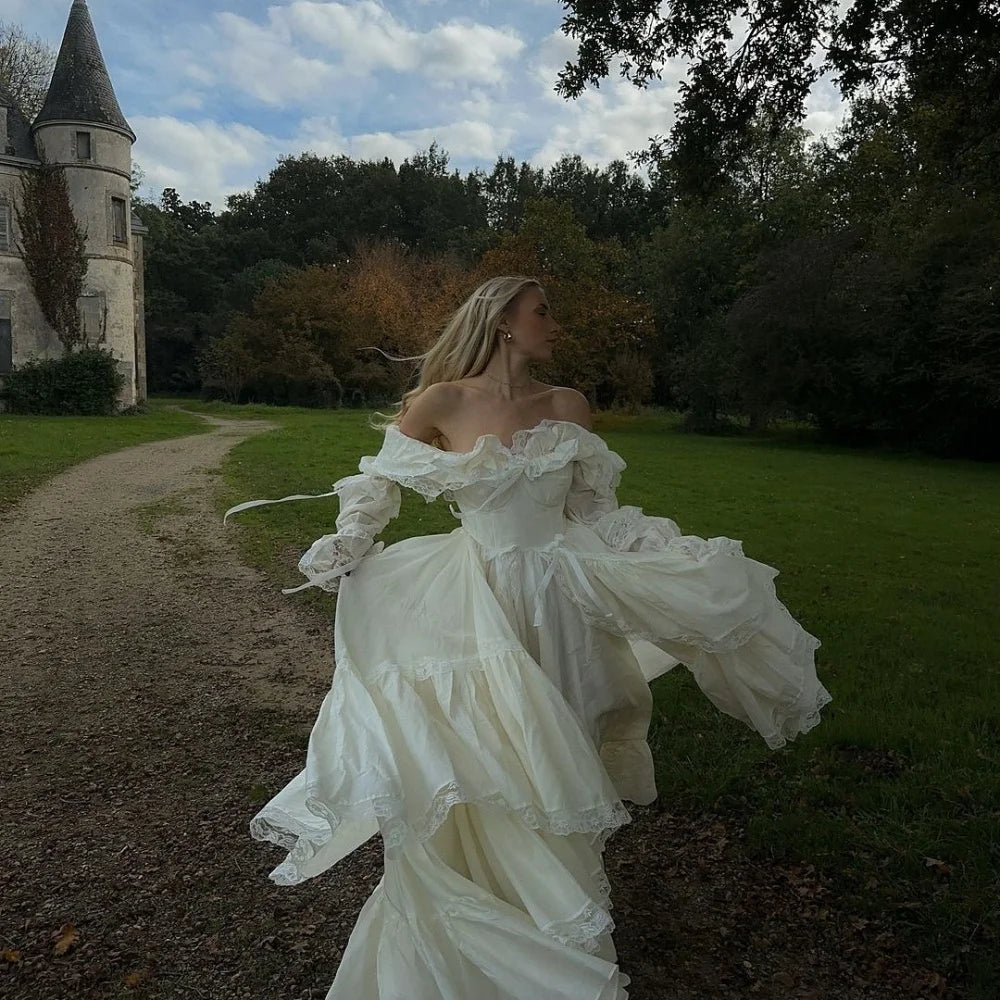 Amanda Customized White One Shoulder Long Sleeves Prom Dresses Organza vestidos de noche Floor-Length A-line Formal Evening 2025