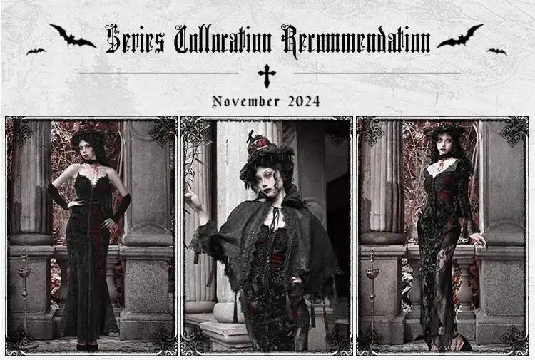 The Scarlet Blood Peak Manteau | French Gothic Dark Heart Velvet Gown | Glitter Mermaid Cosplay Dress | Winter 2024 Atelier Collection
