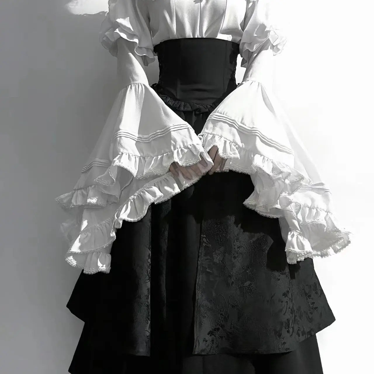 Lolita Style White Blouses Women 2025 Camisas De Mujer Patchwork Lace Flare Sleeve Shirt Y2k Tops Casual Fashion Japanese Blouse