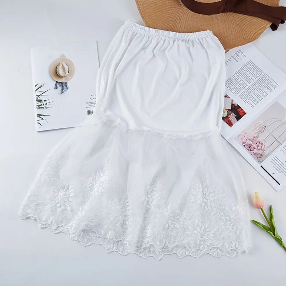 The Juliette Lace Underskirt | Parisian Silk-Touch Petticoat | Anti-Glare Safety Slip | French Lace Lining