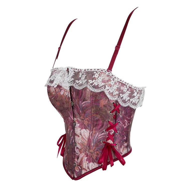 The Trianon Double-Halter Corset | French Lace Layering Strapless Top | Single-Layer Ribbon Back Bustier | Parisian Princess