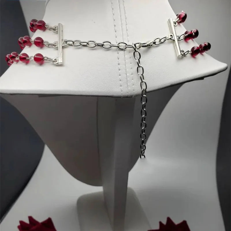 The Neo-Gothic Garnet Droplet | Sculpted Deep-Red Gemstone & Noir Filigree Necklace | Gothica 2026 Boutique Exclusive | Parisian Princess