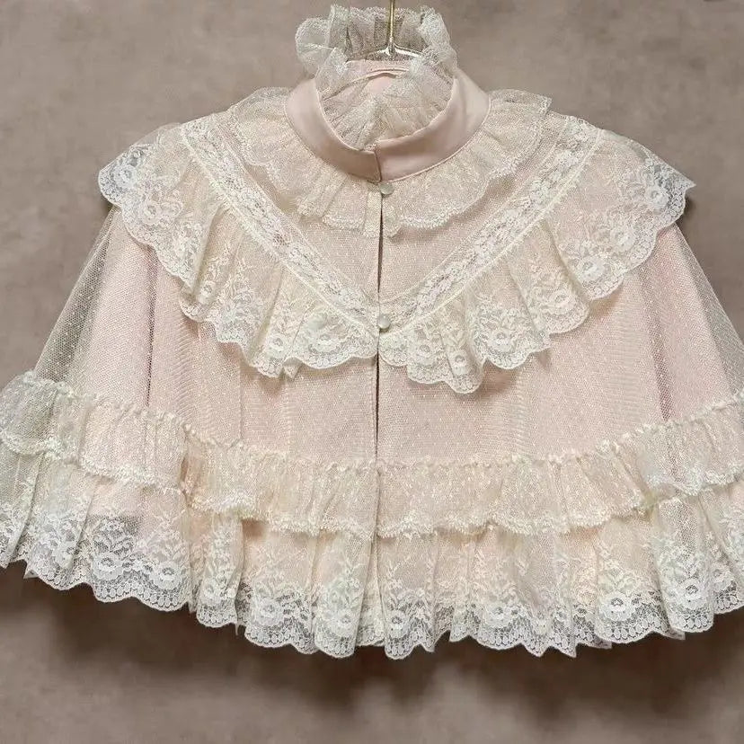 The Petit Cloche Lace Blouse | Bow Cloak Cape Top | Lolita Streetwear Shirt | Parisian Princess