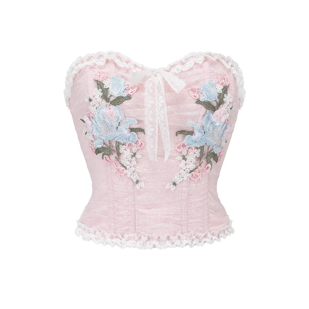 The Antoinette Embroidery Set | Vintage French Lace 2-Piece | Ruched Party Ensemble | Parisian Princess