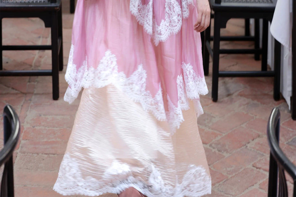 The Chantilly Gradient Lace Gown | Strapless Heavily Embellished Maxi | Vintage Gathered Skirt | Parisian Princess