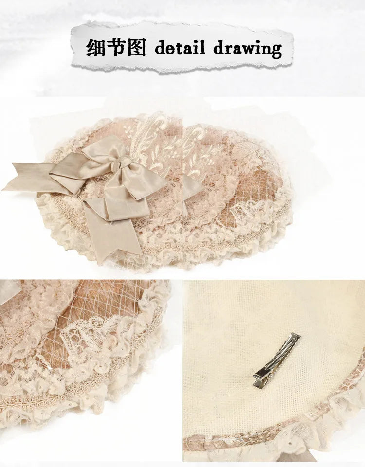 The Montmartre Lace Ribbon Fascinator | Floral Mesh Lolita Hat | Vintage Theatrical Headpiece | Parisian Princess
