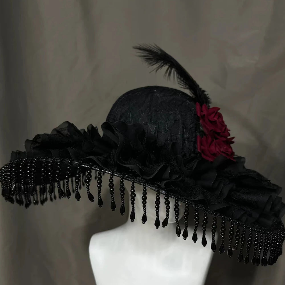The Royal Enchantress Lace Peak: A Princess’s Spelled Hat | Handmade Steampunk Wizard & Gothic Lolita Hat | Parisian Princess
