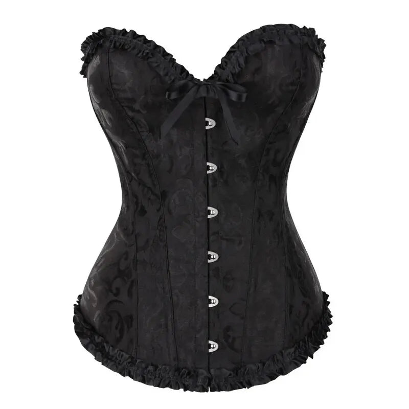 Women Corsets Bustiers Floral Lace Tops Shapewear Burlesque Vintage Corset Gothic Satin Lingerie Corselet Overbust