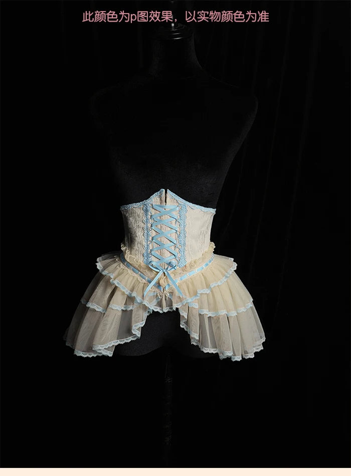 The Versailles Layered Tulle Corset | Jacquard Lace-Up Bustier | Pre-Order Exclusive | Parisian Princess