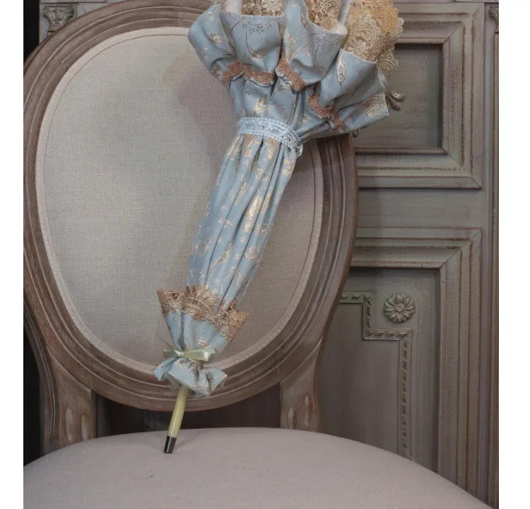 Satin and Lace Long Handle Umbrella | Handmade Victorian Parasol & Princesscore Sunshade | Parisian Princess