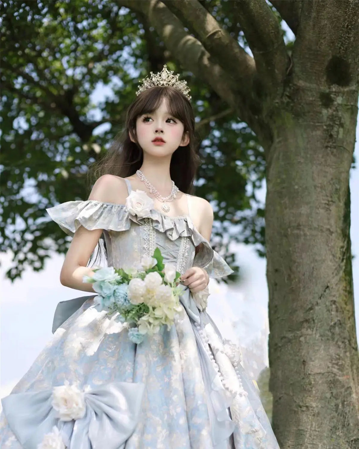 Lolita Original Princess Dress Fashion Sweet Flower Bead High Waist Slim Long Suspender Dress Wedding Gorgeous Adult Party Dress