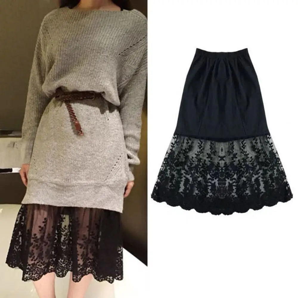 The Juliette Lace Underskirt | Parisian Silk-Touch Petticoat | Anti-Glare Safety Slip | French Lace Lining