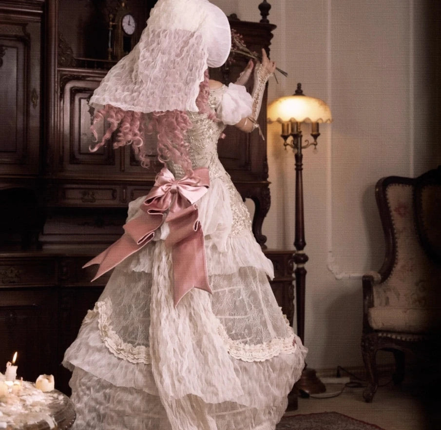 The Versailles Lovecore Lace Set | Fishbone Corset Tube Top & Floor-Length Skirt | Dark Romance Two-Piece | Parisian Princess