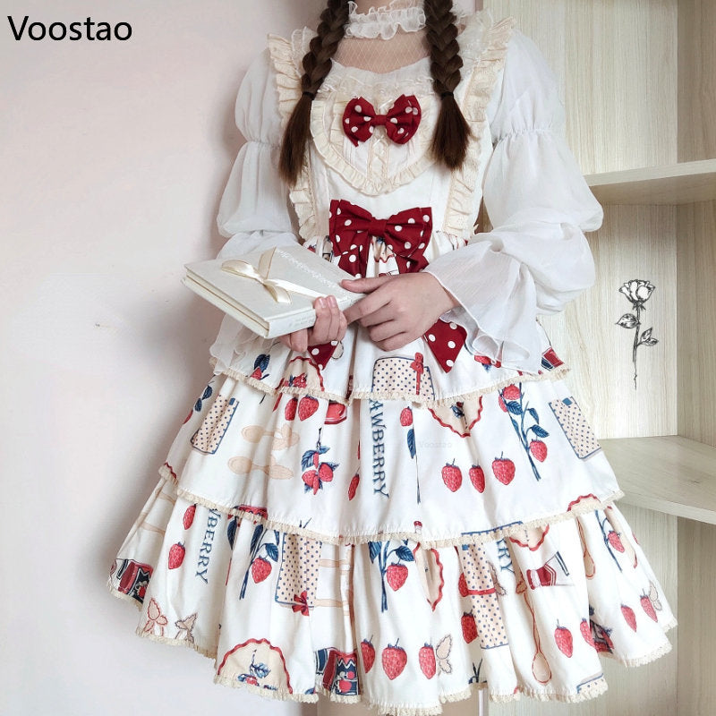 Elegant Vintage Lolita Blouses Women Sweet Cute Hollow Out Mesh Lace Ruffles Princess Shirts Female Gothic Loose Blouse Tops