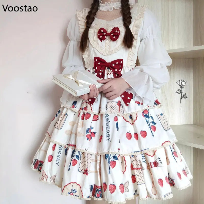 Elegant Vintage Lolita Blouses Women Sweet Cute Hollow Out Mesh Lace Ruffles Princess Shirts Female Gothic Loose Blouse Tops