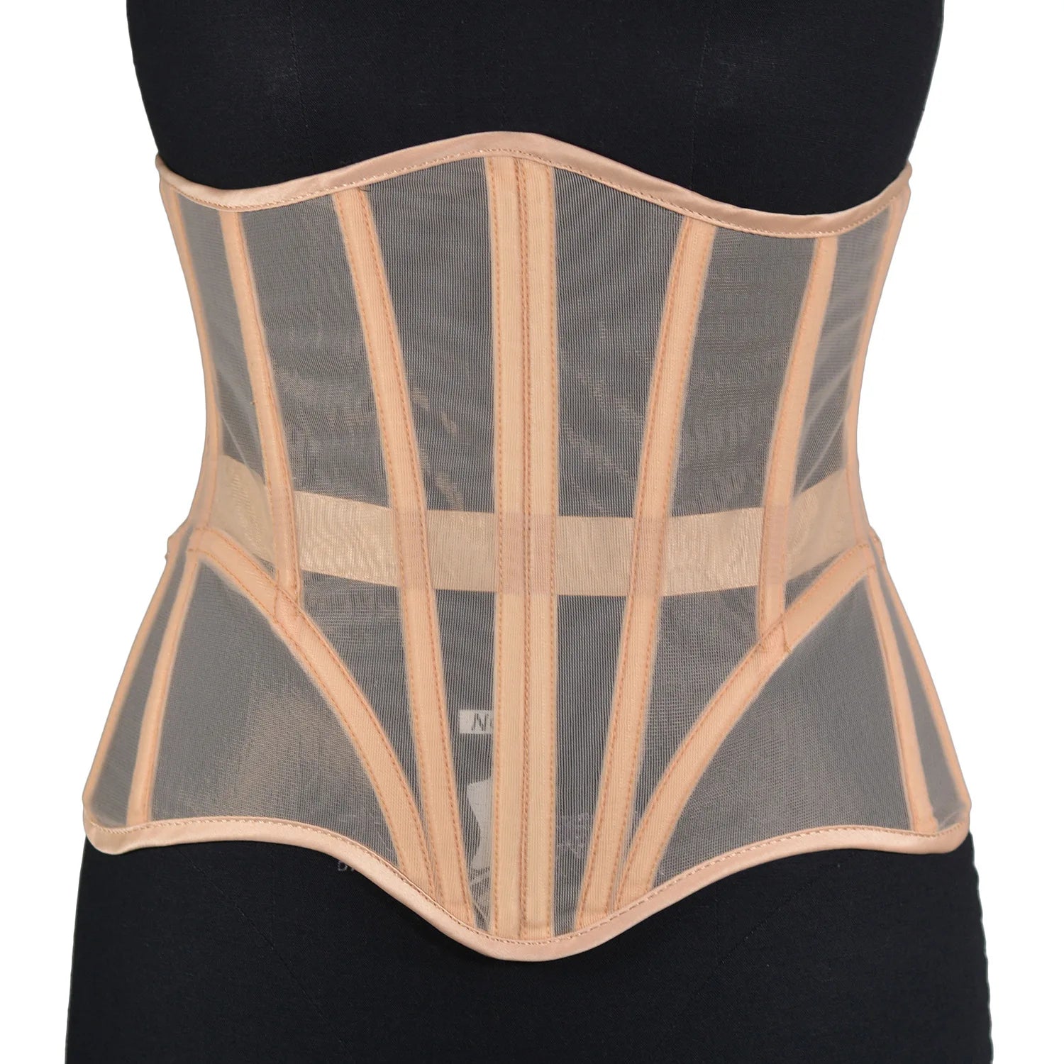 Women Abdomen Tight Corset Crops Under Bust Bustiers Breathable Mesh Waist Girdle With Bones Slimming Lace Up Bodices