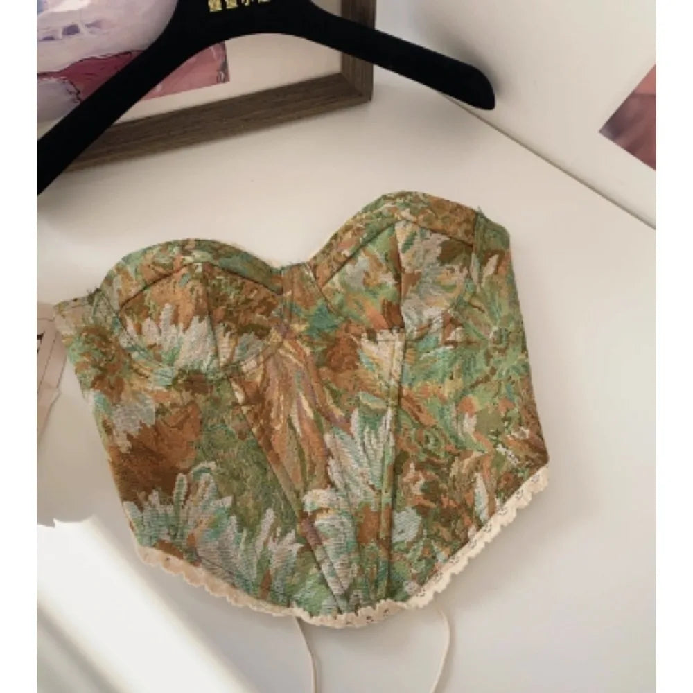 Slimming Parisian Corset Tanks Top Elegant Basic Crop Top  Women Bustier