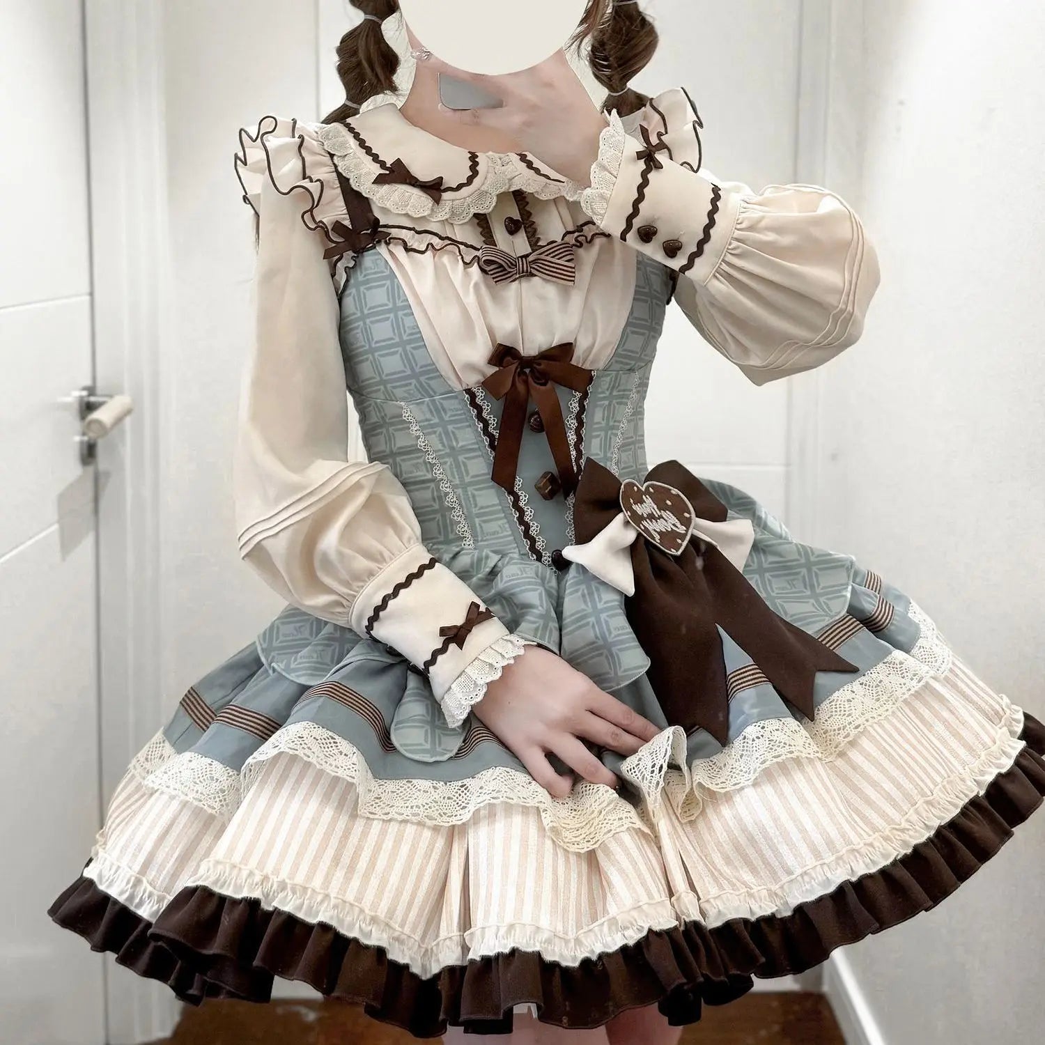 The Amélie Ruffled Chiffon Blouse | V-Neck Puff Sleeve Lolita Shirt | Sweet Parisian Top | Parisian Princess