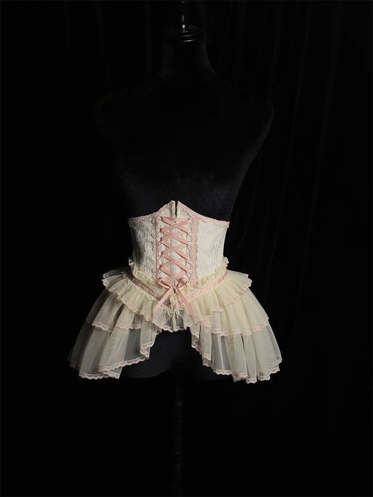 The Versailles Layered Tulle Corset | Jacquard Lace-Up Bustier | Pre-Order Exclusive | Parisian Princess